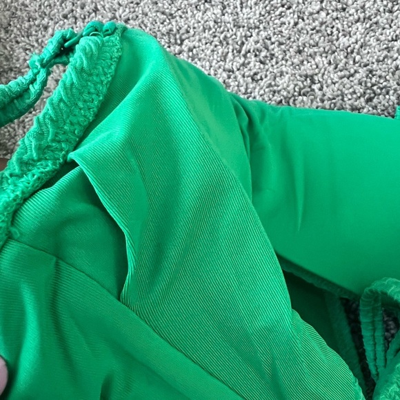 Aerie Jacquard Cut Out Strapless One Piece Swimsuit Green Dazzle Size M - Picture 11 of 11